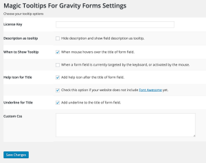 Gravity forms tooltips - Settings 1